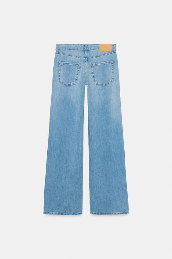 Zara Z1975 Wide-Leg Low-Rise Jeans (Light Blue)