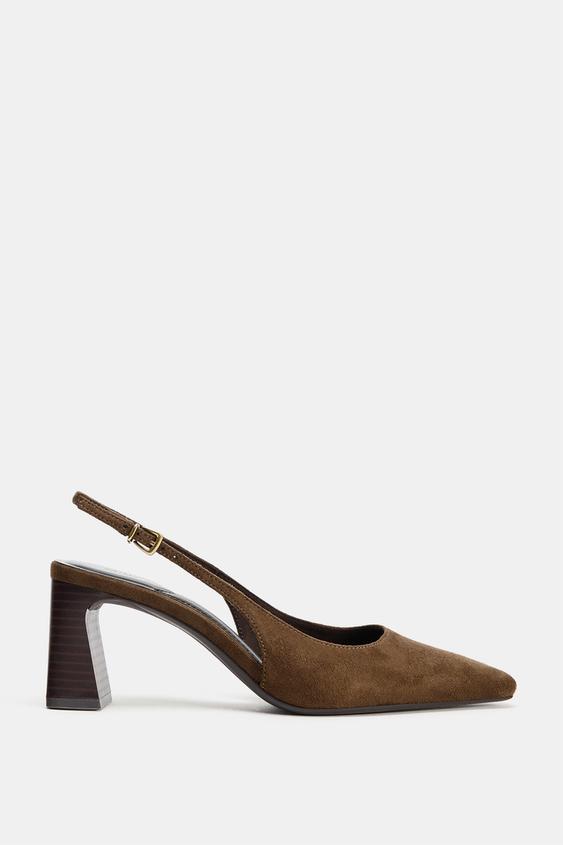 Zara Slingback Heel Shoes (Chocolate Brown)