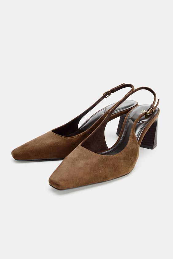 Zara Slingback Heel Shoes (Chocolate Brown)