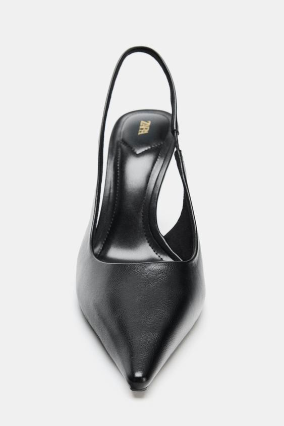 Zara High-Heel Slingback Shoes (Black)
