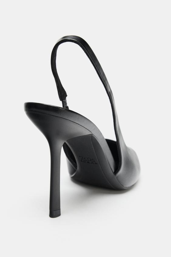 Zara High-Heel Slingback Shoes (Black)