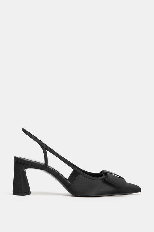 Zara Slingback Heels with Bow Detail (Black)