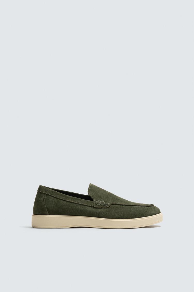 Zara Casual Leather Loafers (Sea Green)