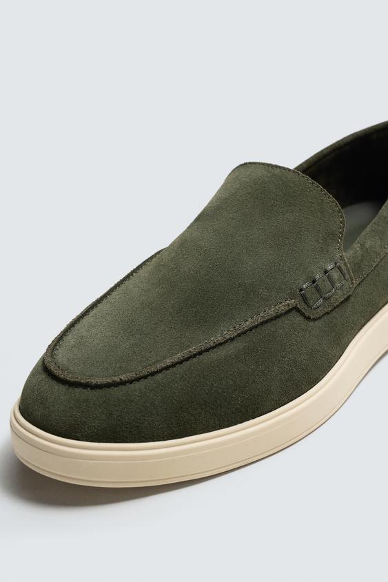Zara Casual Leather Loafers (Sea Green)