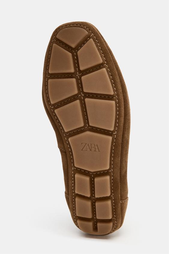 Zara Sporty Split Suede Ballet Flats (Brown)