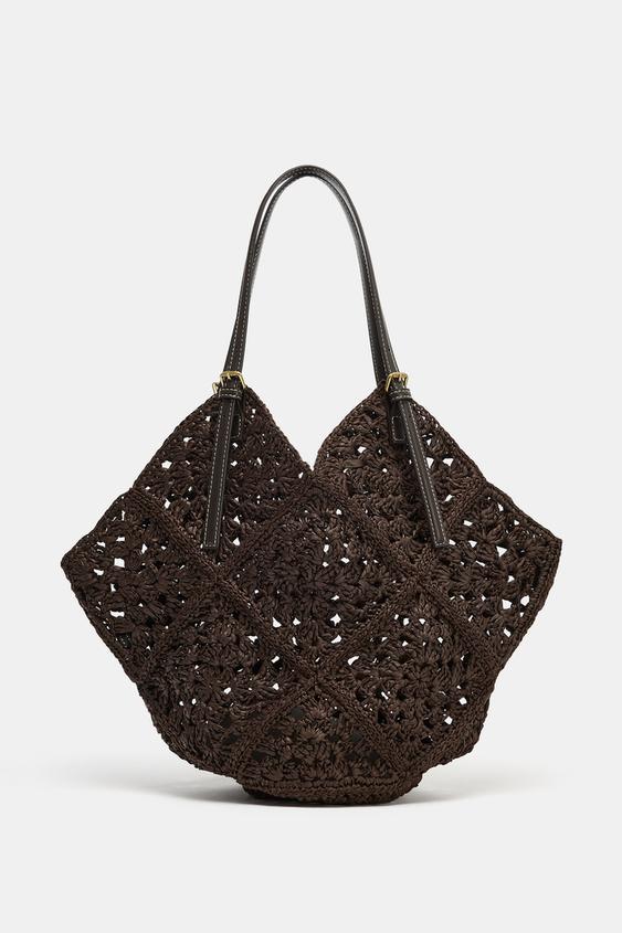 Zara Braided Tote Bag (Brown)
