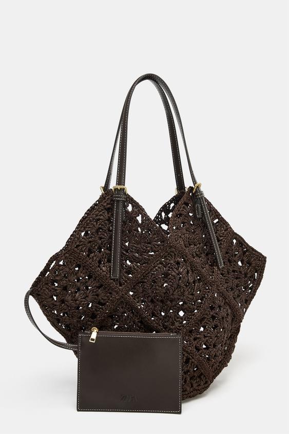 Zara Braided Tote Bag (Brown)