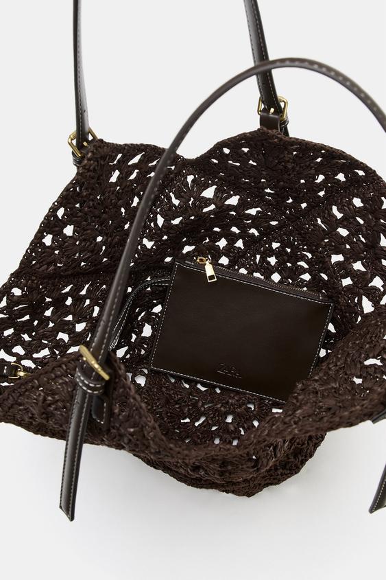 Zara Braided Tote Bag (Brown)