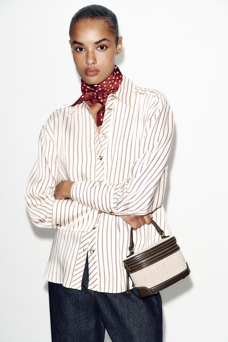 Zara Contrast Rigid Bag (Light Beige)