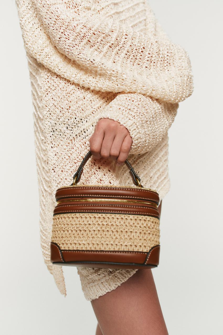 Zara Woven Vanity Bag (Light Beige)