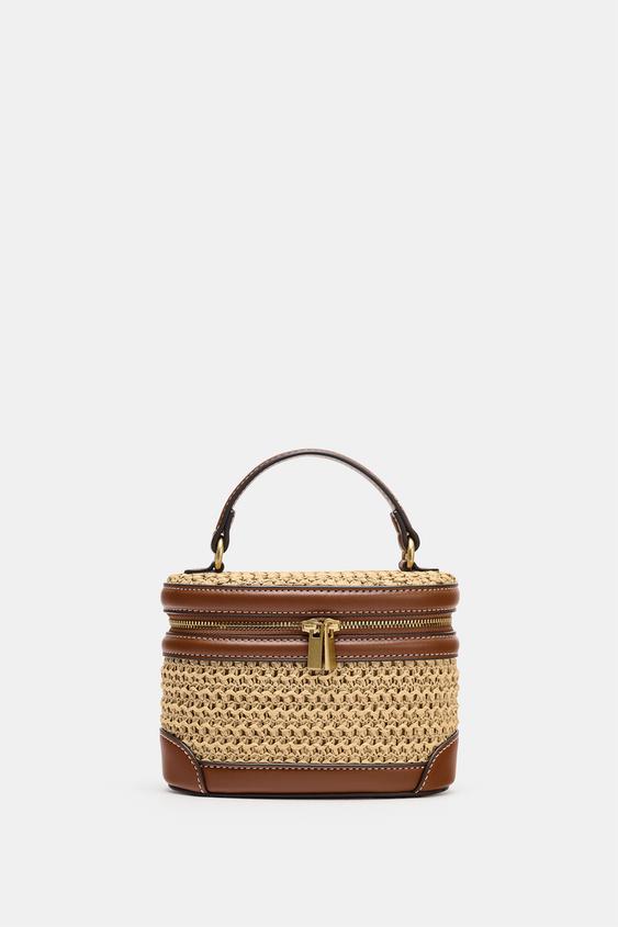 Zara Woven Vanity Bag (Light Beige)