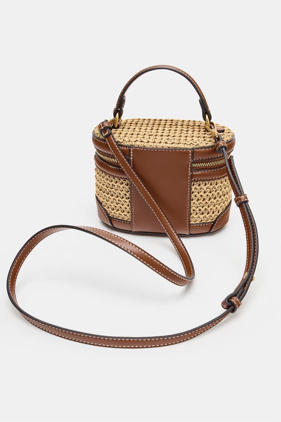 Zara Woven Vanity Bag (Light Beige)