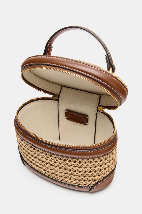 Zara Woven Vanity Bag (Light Beige)