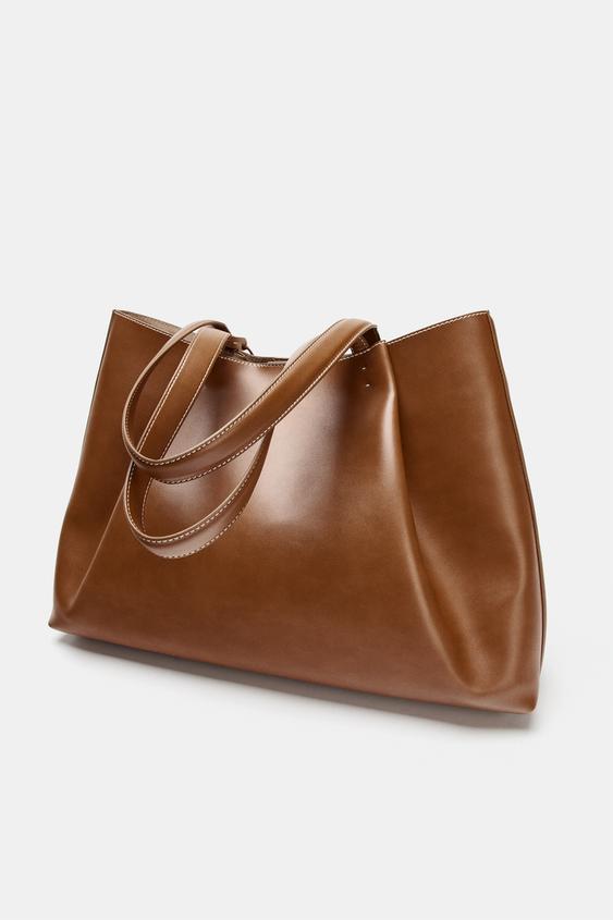 Zara Pinch Tote Bag (Dark Tan)