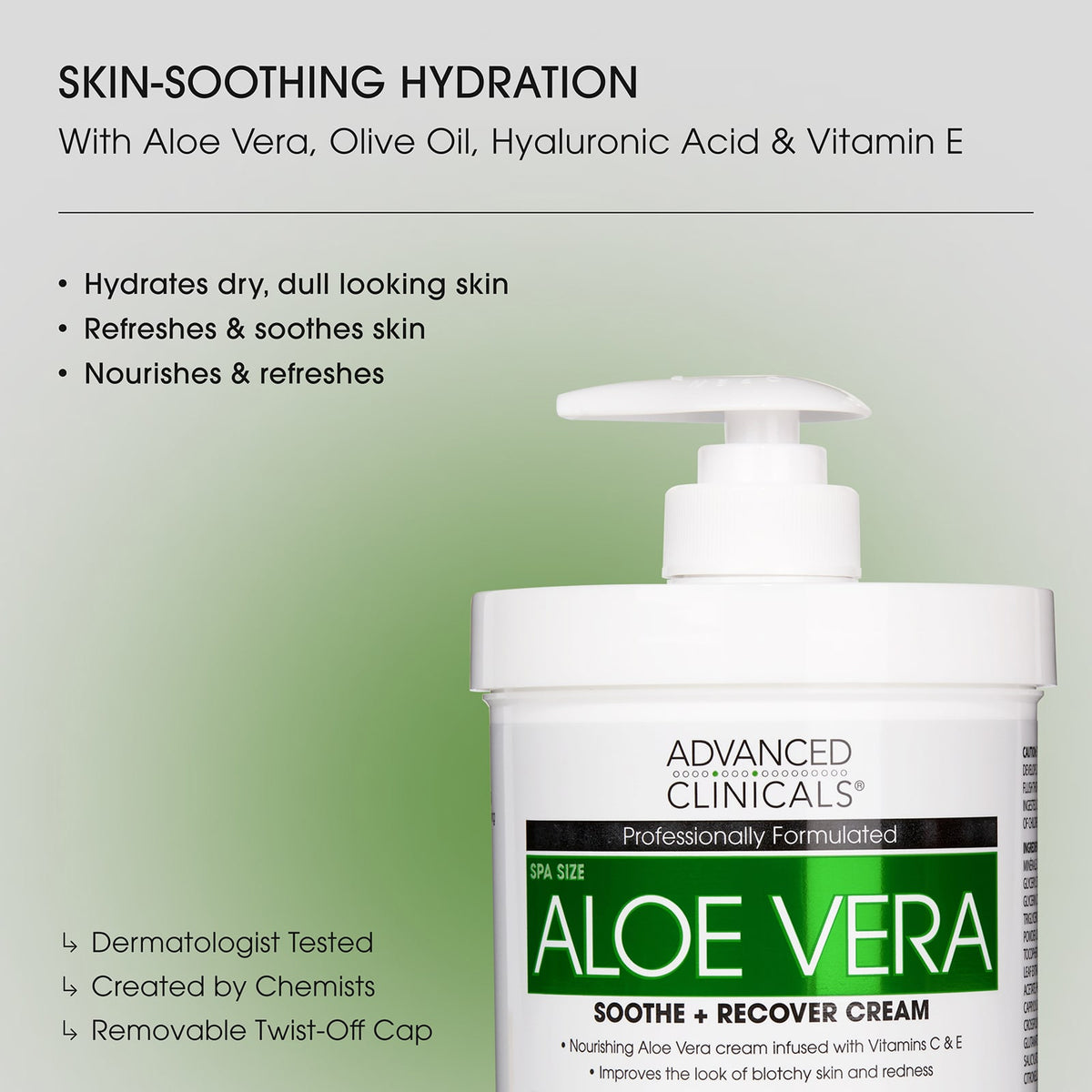 Advanced Clinicals Aloe Vera Soothe and Recover Cream 454g