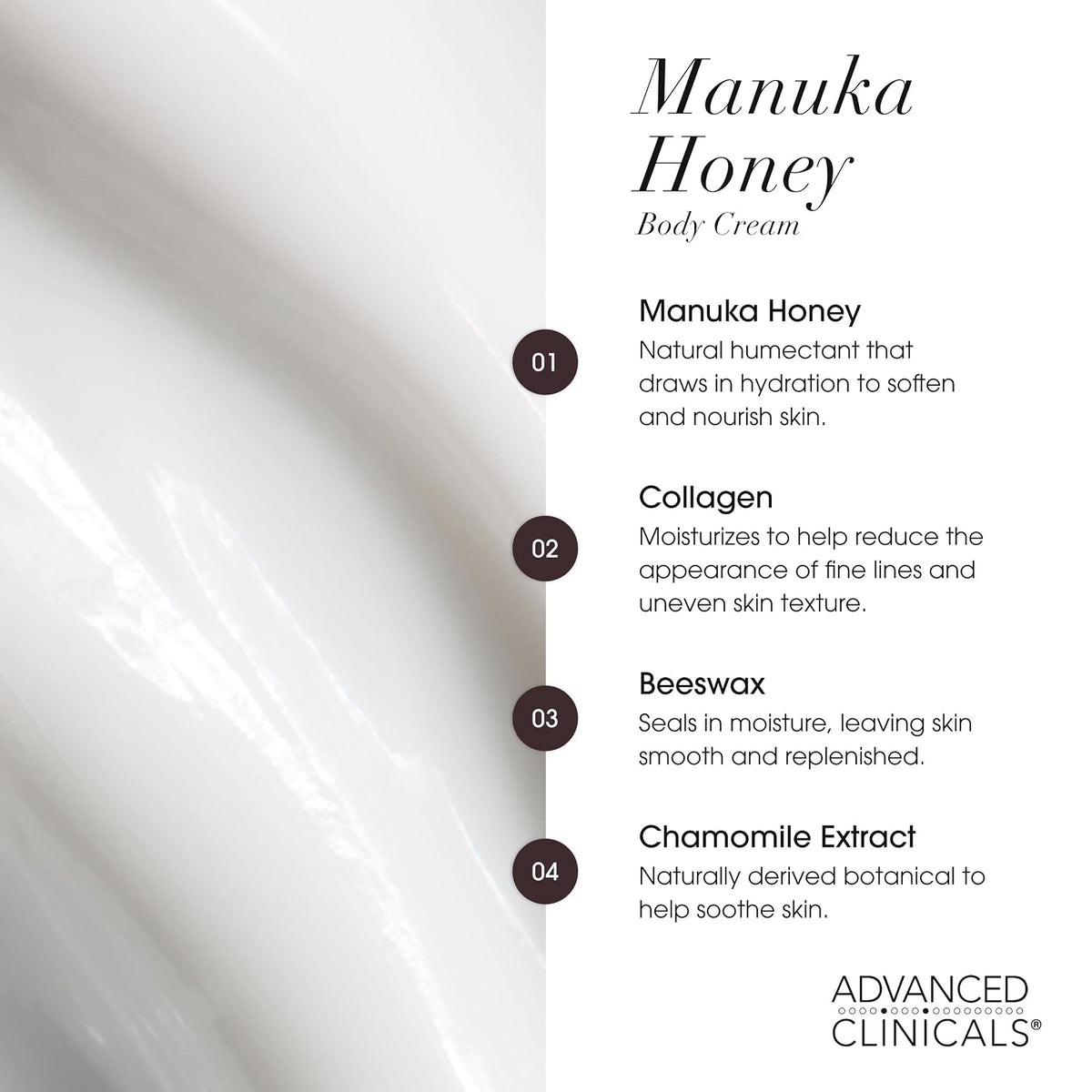 Advanced Clinicals Manuka Honey Restore and Hydrate Body Cream 454g