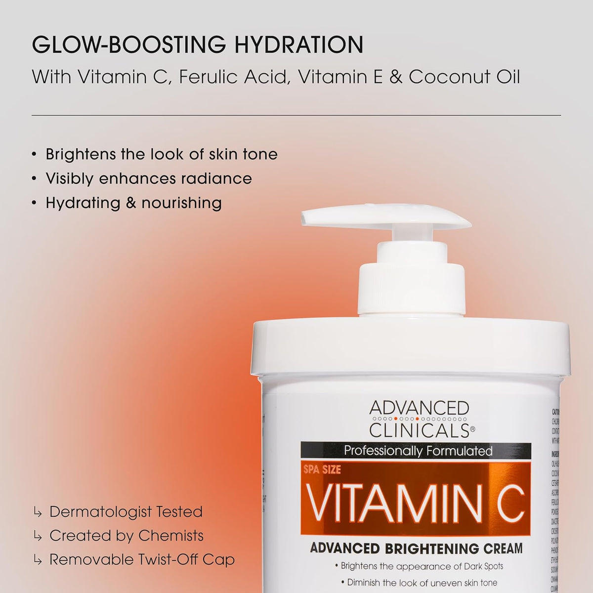 Advanced Clinicals Vitamin C Advanced Brightening Cream 454g