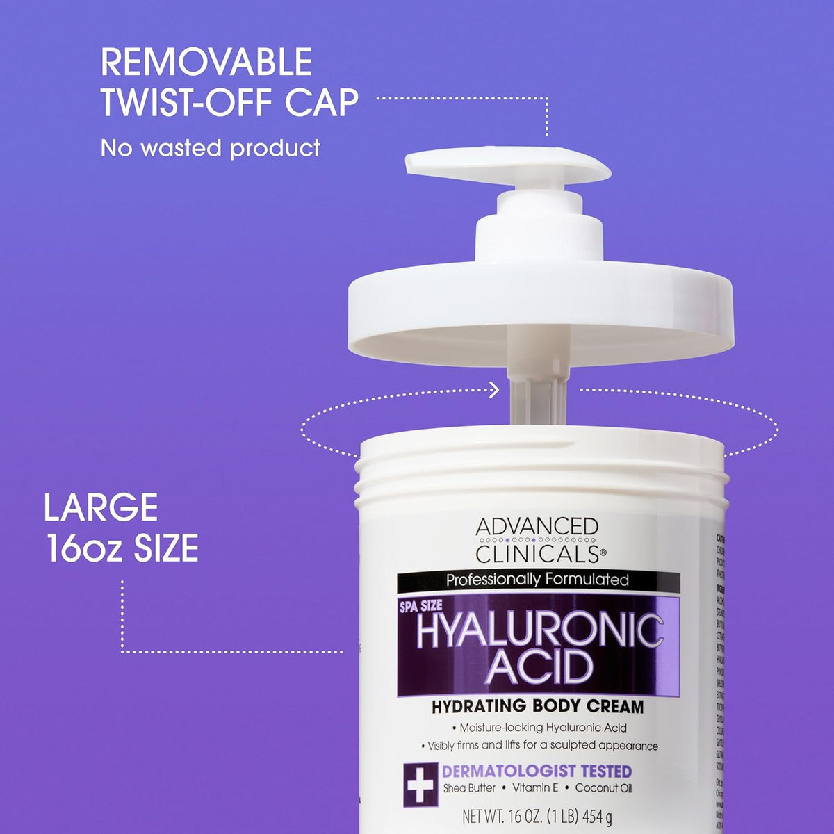 Advanced Clinicals Hyaluronic Acid Hydrating Body Cream 454g
