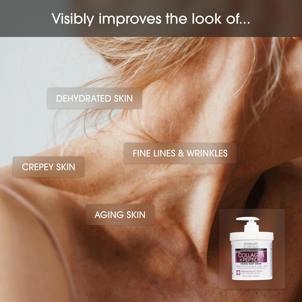 Advanced Clinicals Collagen and Peptide Firming Body Cream 454g