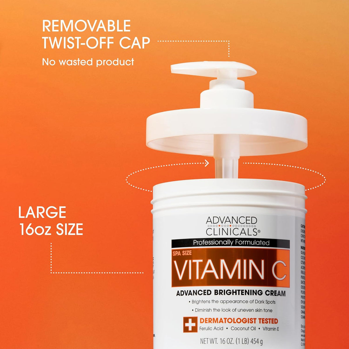 Advanced Clinicals Vitamin C Advanced Brightening Cream 454g